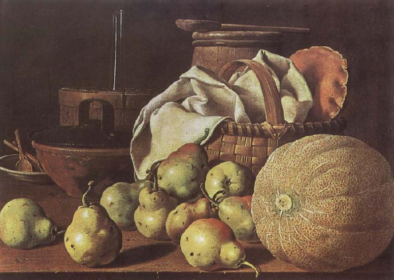 Melendez, Luis Eugenio Still-Life with Melon and Pears Sweden oil painting art